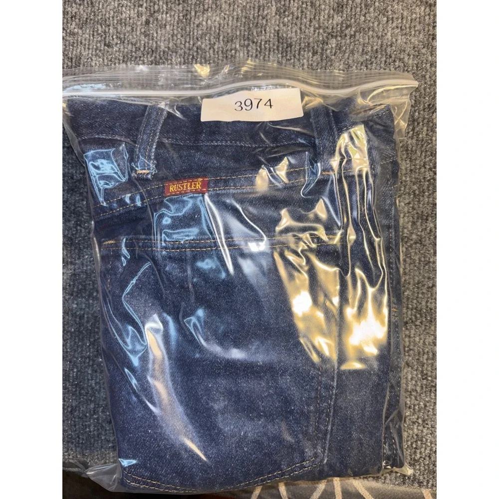 Wrangler Rustler Jeans Mens 34x32 Blue Denim Regular Fit Straight Leg‎ 87619PW
